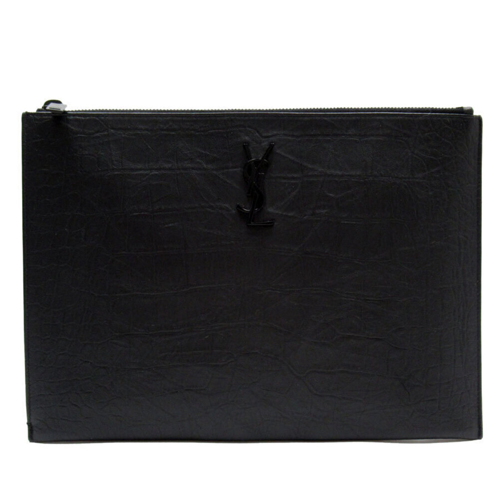 Saint Laurent clutch bag embossed leather black
